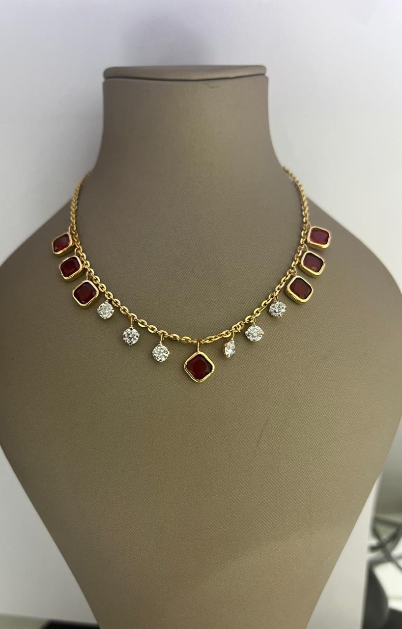 Gold Ruby & Diamond Necklace