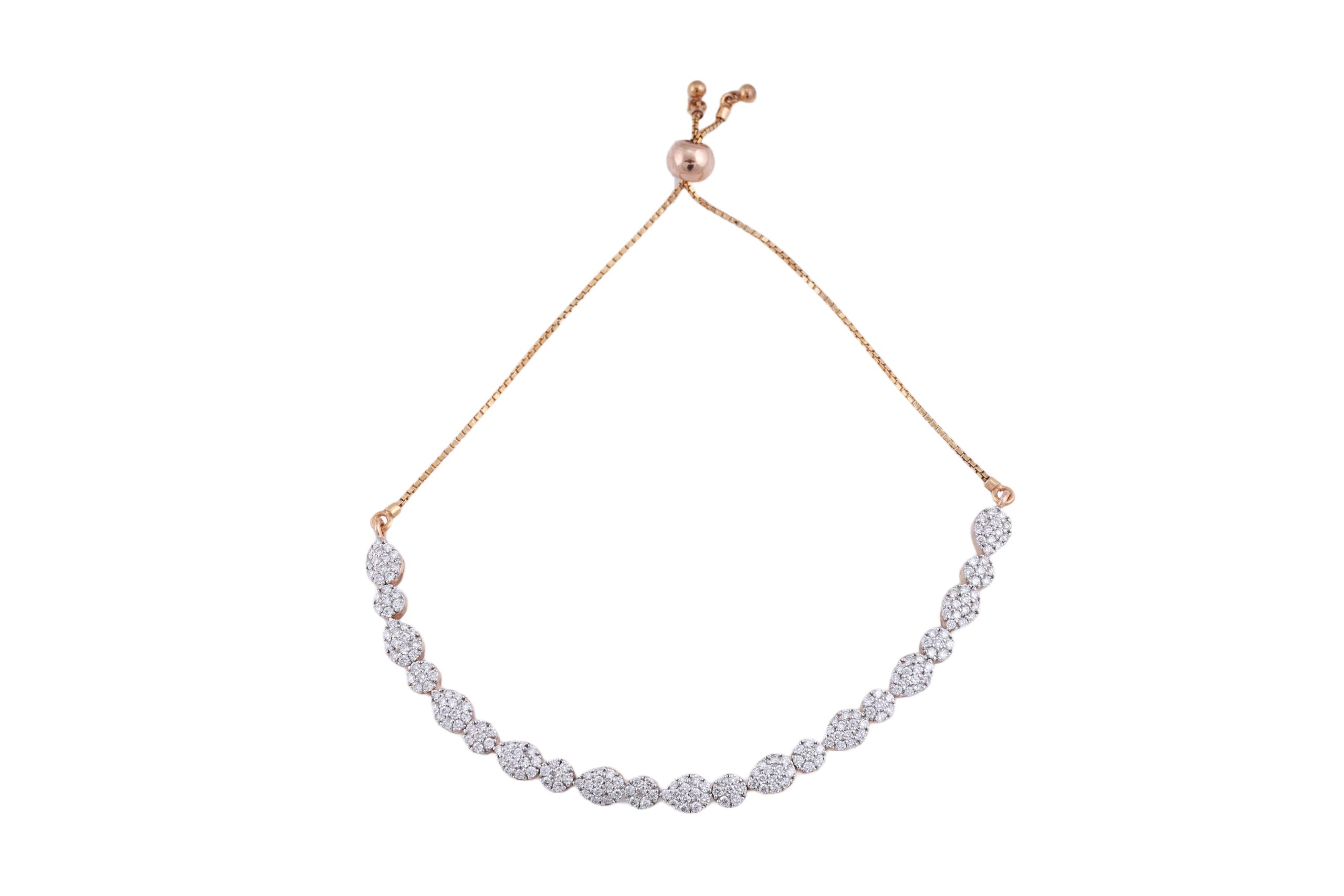 Rose Gold Diamond Cluster Adjustable Bracelet