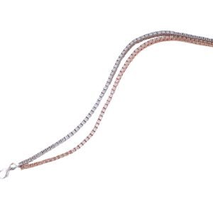 Dual Tone Diamond Tennis Bracelet