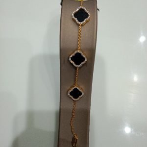 Golden Glow Black Stone Bracelet