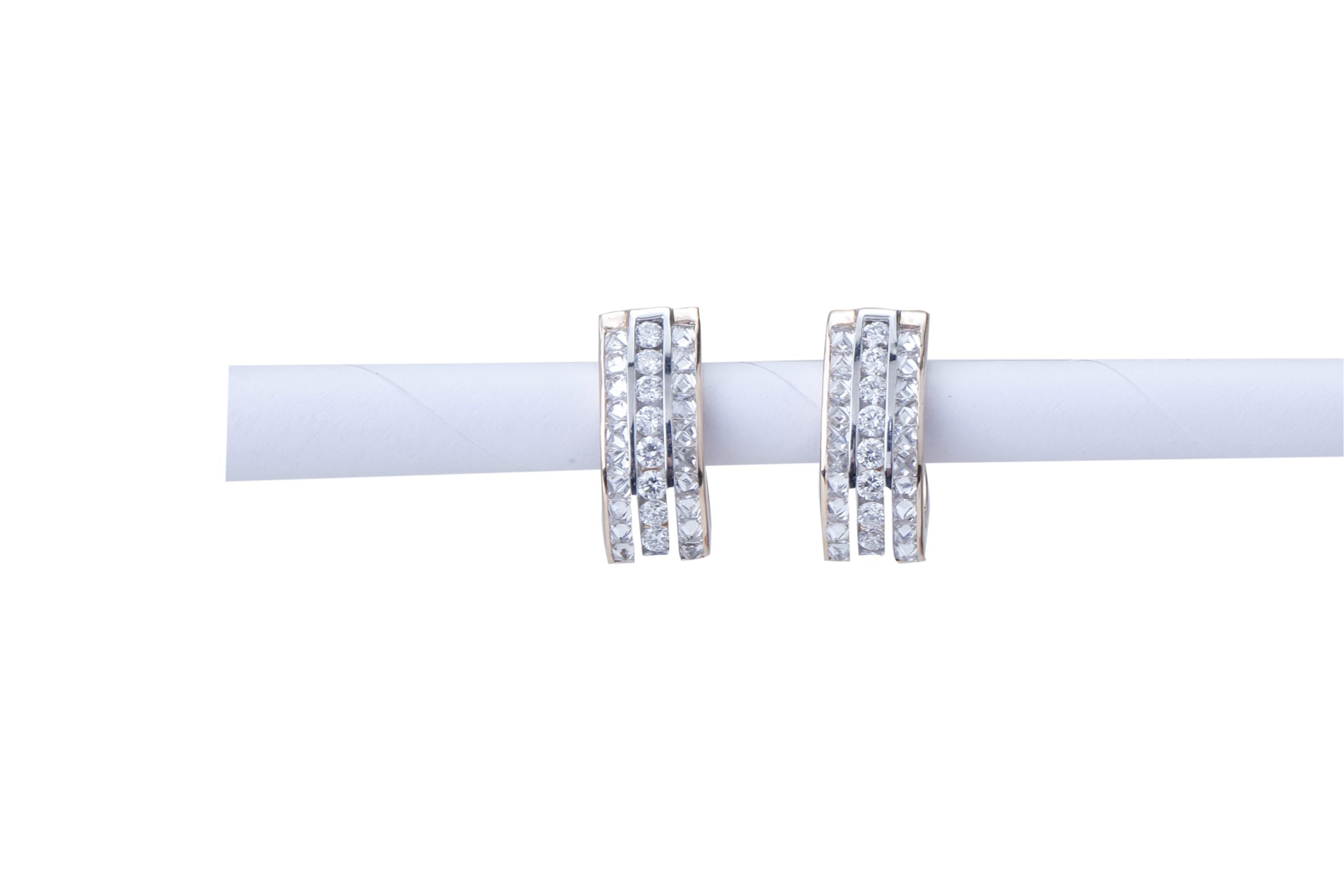 Triple Gleam Diamond Hoops