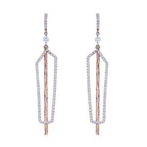 Two-Tone Geometric Drop Earrings