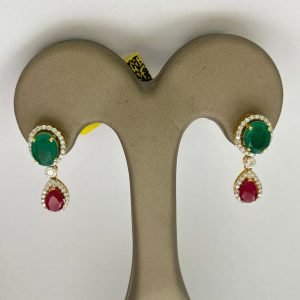 Elegant Emerald & Ruby Drop Earrings
