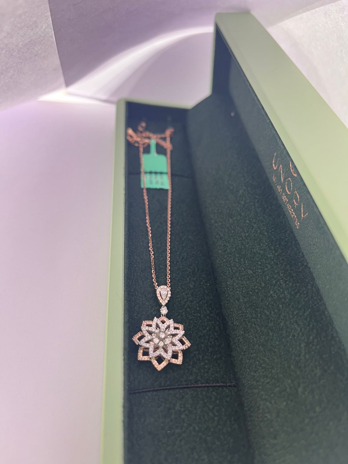 Rose Gold Floral Pendant Necklace