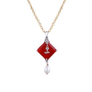 Red Onyx Pearl Drop Pendant