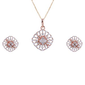 Rose Gold Pendant & Earring Duo