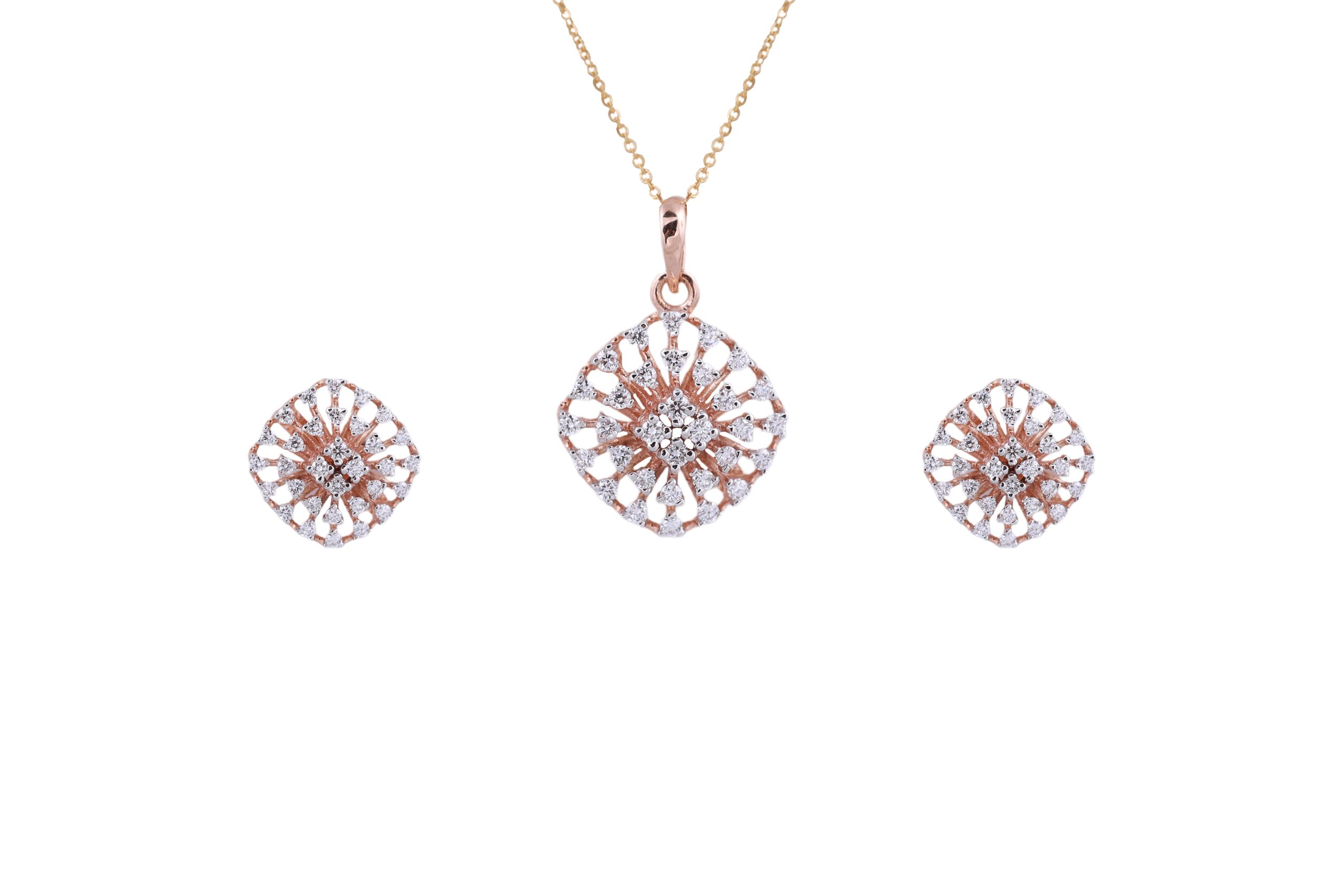 Rose Gold Pendant & Earring Duo