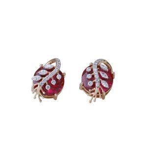 Ruby Leaf Elegance Earrings