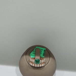 Green Stone & Diamond Ring