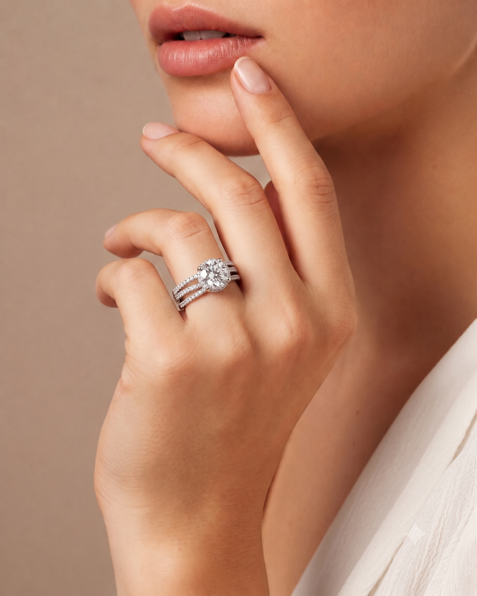 Radiant Crown Solitaire Ring