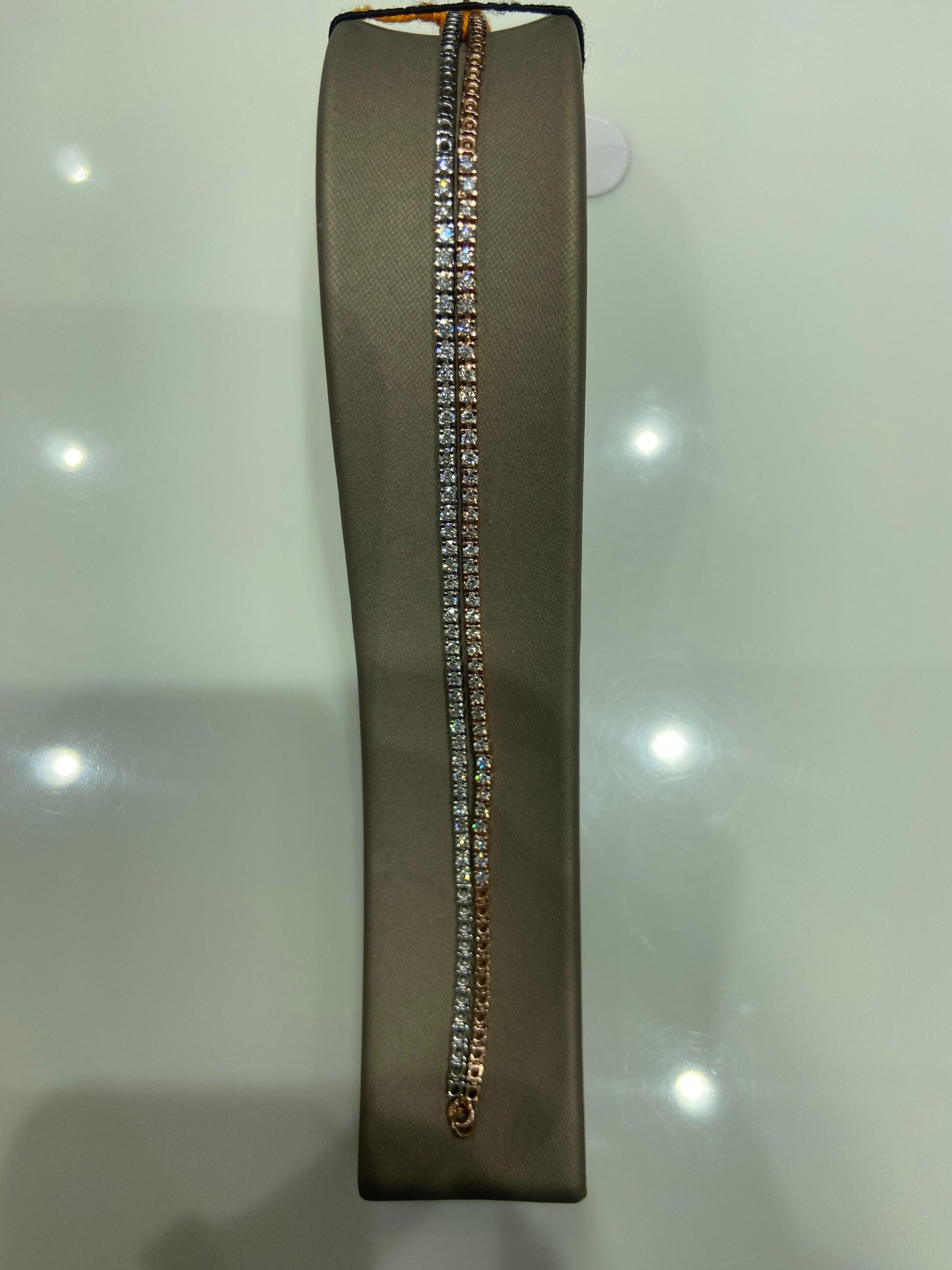 Two-Tone Double Row Diamond Tennis Bracelet