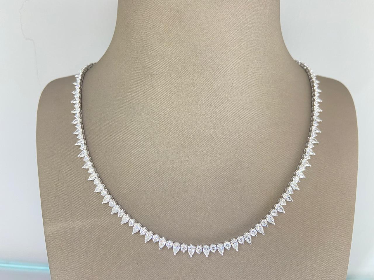 Radiant Pear Drop Diamond Necklace