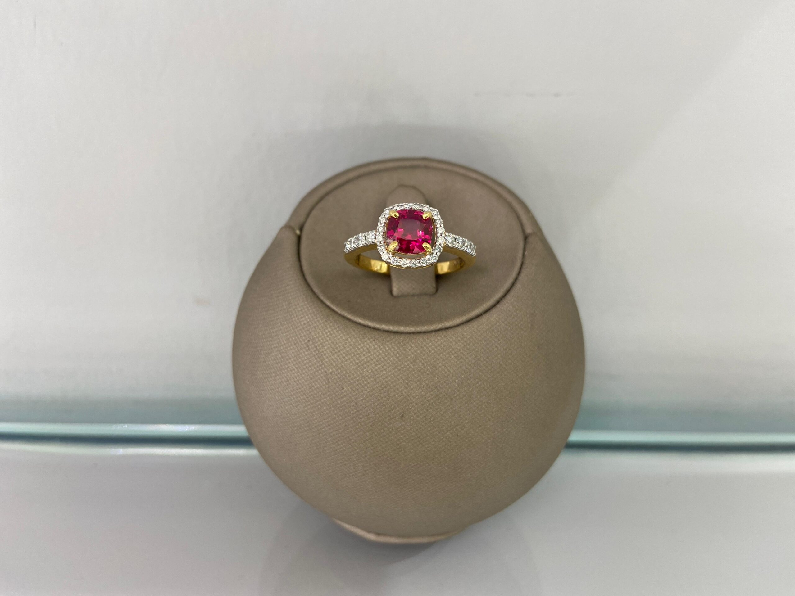 Ruby Stone Diamond Halo Ring