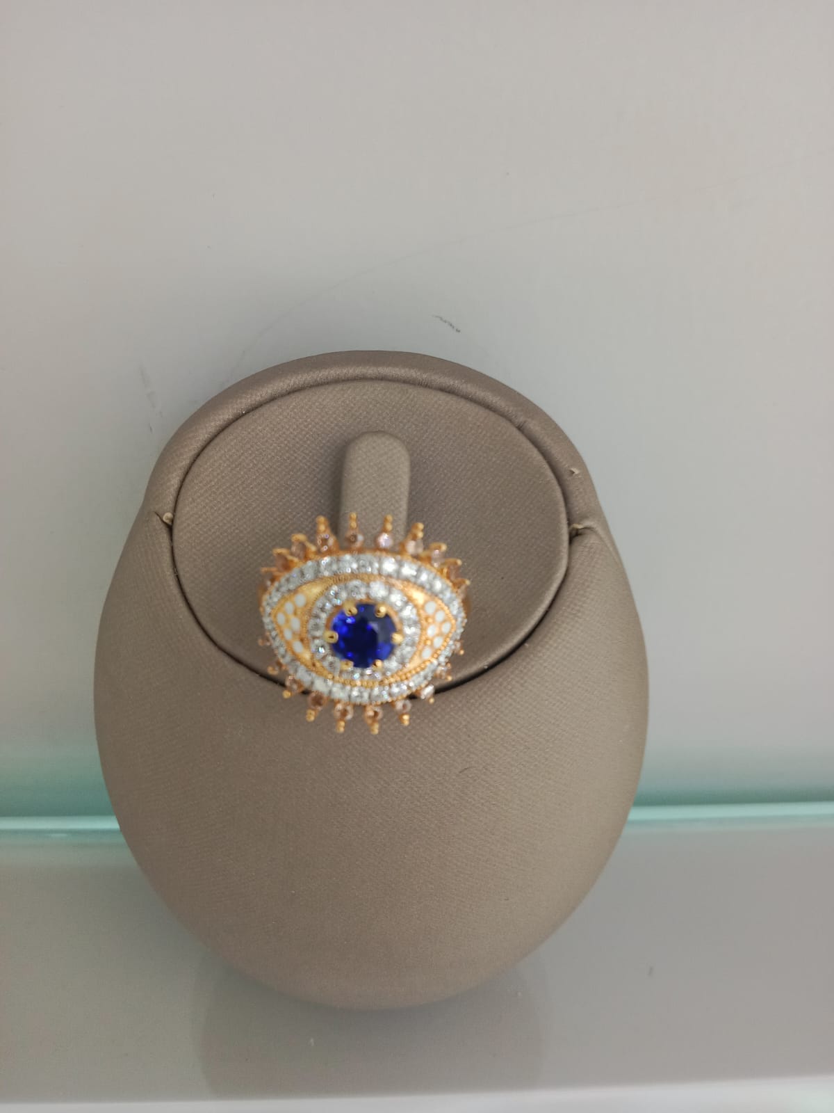 Blue Stone Evil Eye Diamond Ring